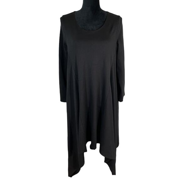 Bryn Walker Lagenlook Black Tunic Blouse Asymmetrical Hem Long Sleeve Size Small - Picture 1 of 7